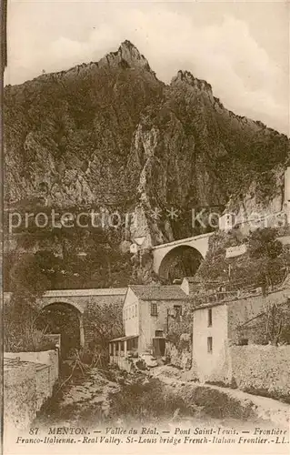 AK / Ansichtskarte Menton_Alpes_Maritimes Vallee du Real Pont Saint Louis Frontiere Franco Italienne Menton_Alpes_Maritimes