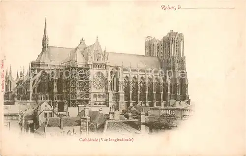 AK / Ansichtskarte Reims_Champagne_Ardenne Cathedrale Vue longitudinale Reims_Champagne_Ardenne