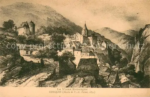 AK / Ansichtskarte Conques_en_Rouergue_Pyrenees_Region Vue generale Conques_en