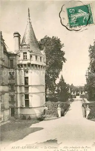 AK / Ansichtskarte Azay le Rideau Le Chateau Allee principale du Parc et la Tour  Azay le Rideau