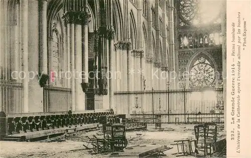 AK / Ansichtskarte Reims_Champagne_Ardenne Le Guerre 1914 Interieur de la Cathedrale apres incendie allume par les bombes Reims_Champagne_Ardenne