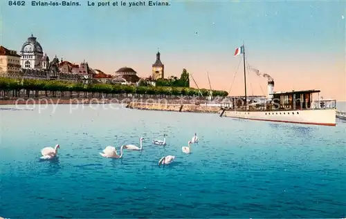 AK / Ansichtskarte Evian les Bains_Haute_Savoie Le port et le yacht Eviana Evian les Bains_Haute