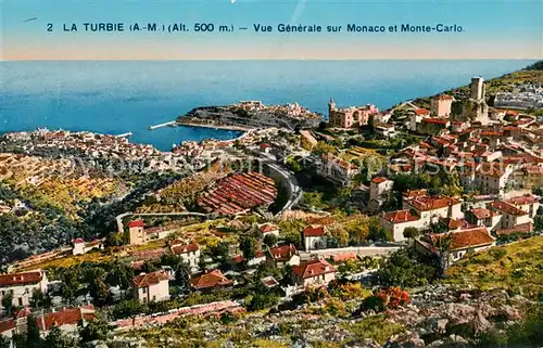 AK / Ansichtskarte La_Turbie Vue generale sur Monaco et Monte Carlo La_Turbie