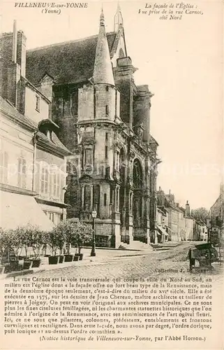 AK / Ansichtskarte Villeneuve sur Yonne la facade de lEglise Vue prise de la Carnot dote Nord Villeneuve sur Yonne