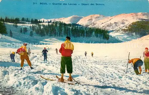 AK / Ansichtskarte Beuil_les_Launes Depart des Skieurs 