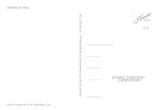 AK / Ansichtskarte Worms_Rhein Fliegeraufnahme Rhein Nibelungenstadt Worms Rhein