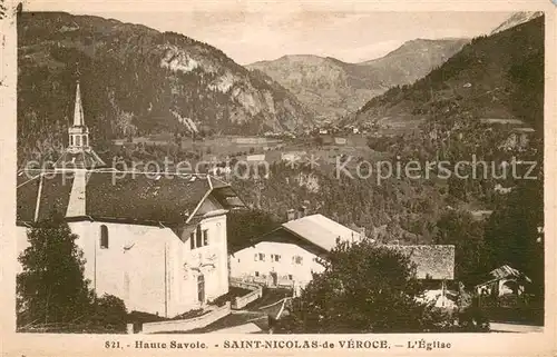 AK / Ansichtskarte Saint_Nicolas_de_Veroce Eglise Panorama Saint_Nicolas_de_Veroce