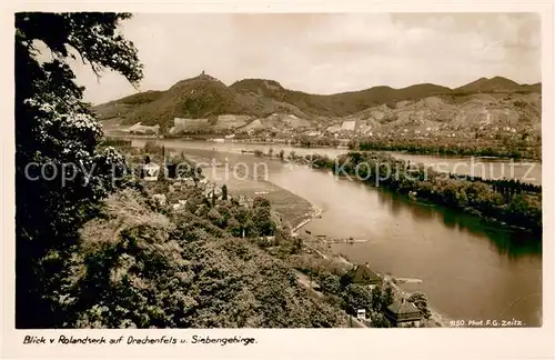 AK / Ansichtskarte Drachenfels Blick vom Rolandseck mit Siebengebirge Drachenfels