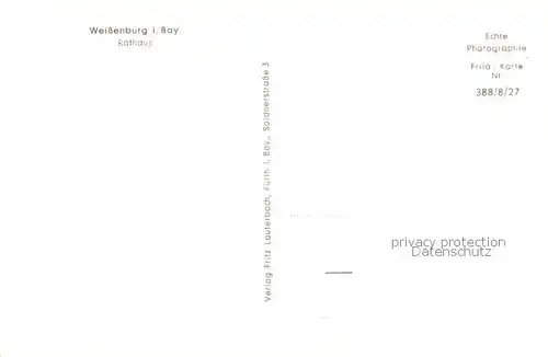 AK / Ansichtskarte Weissenburg_Bayern Rathaus Weissenburg Bayern