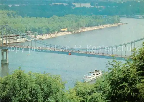 AK / Ansichtskarte Kiev_Kiew Fu?g?ngerbr?cke ?ber Dnepr Kiev_Kiew