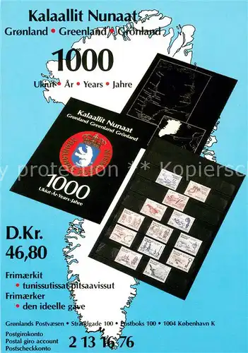 AK / Ansichtskarte Briefmarke_auf_Ak Kalaallit Nunaat Gronland  Briefmarke_auf_Ak