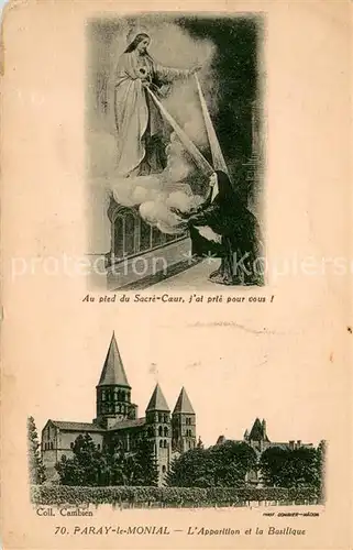 AK / Ansichtskarte Paray le Monial Apparition de la Basilique Monastere au pied du Sacre Coeur Paray le Monial