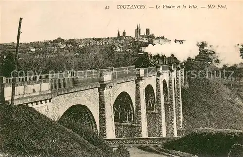 AK / Ansichtskarte Coutances Le viaduc et la ville Chemin de fer Coutances
