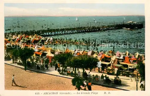 AK / Ansichtskarte Arcachon_Gironde La grande plage Arcachon Gironde