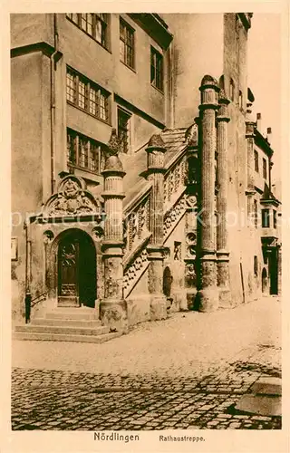 AK / Ansichtskarte Noerdlingen Rathaustreppe Noerdlingen