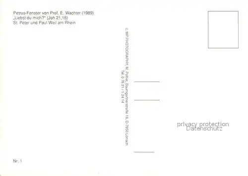 AK / Ansichtskarte Weil_am_Rhein Petrus Fenster in der St Peter und Paul Kirche Weil_am_Rhein