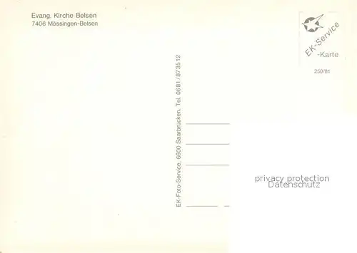 AK / Ansichtskarte Belsen_Moessingen Ev Kirche Inneres Belsen Moessingen