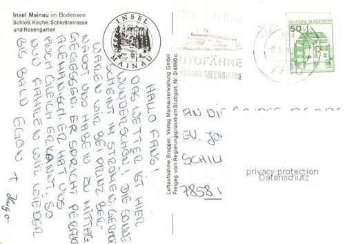 AK / Ansichtskarte Insel_Mainau Fliegeraufnahme mit Schloss Kirche Schlossterrasse und Rosengarten Insel Mainau