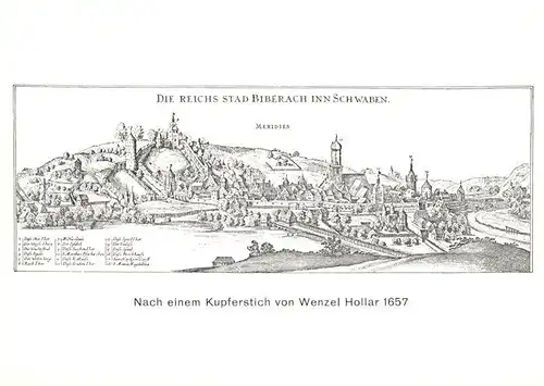 AK / Ansichtskarte Biberach_Riss Mittelalterliches Staedtebild Kupferstich Biberach Riss