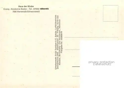 AK / Ansichtskarte Herrenalb_Bad Haus der Kirche Akademie Baden Fliegeraufnahme  Herrenalb_Bad