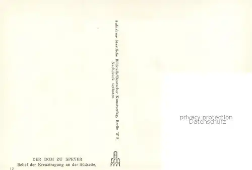 AK / Ansichtskarte Speyer_Rhein Relief der Kreuztragung an der Suedseite des Doms Speyer Rhein