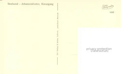 AK / Ansichtskarte Stralsund_Mecklenburg_Vorpommern Johanneskloster Kreuzgang Stralsund_Mecklenburg