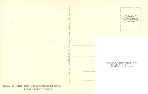 AK / Ansichtskarte Manderscheid_Eifel Blick von Niiedermanderscheid auf die beiden Burgen Manderscheid Eifel