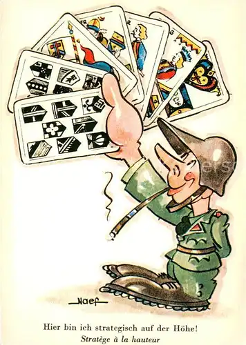 AK / Ansichtskarte Kartenspiel AK Soldat Zigarre K?nstlerkarte Naef  