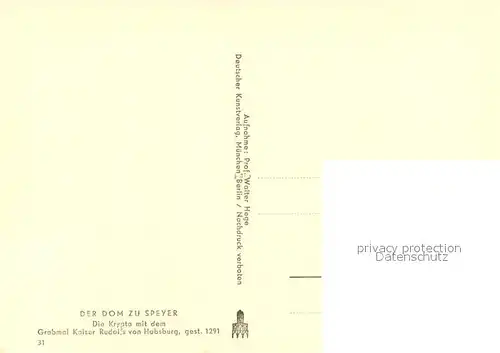 AK / Ansichtskarte Speyer_Rhein Die Krypta mit Grabmal Kaiser Rudolfs von Habsburg im Dom Speyer Rhein