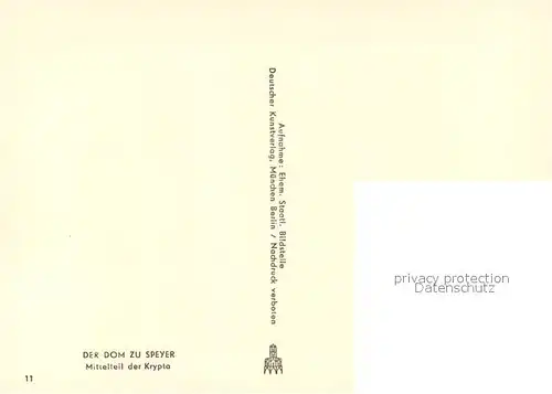 AK / Ansichtskarte Speyer_Rhein Dom Mittelteil der Krypta Speyer Rhein