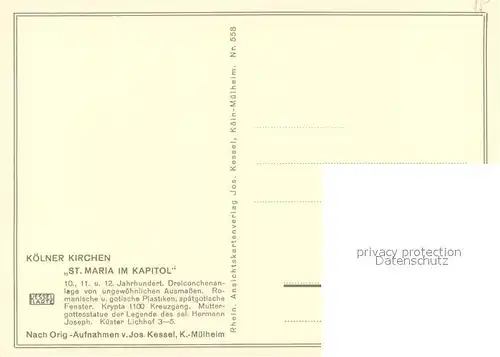AK / Ansichtskarte Koeln_Rhein St Maria Kirche im Kapitol Koeln_Rhein