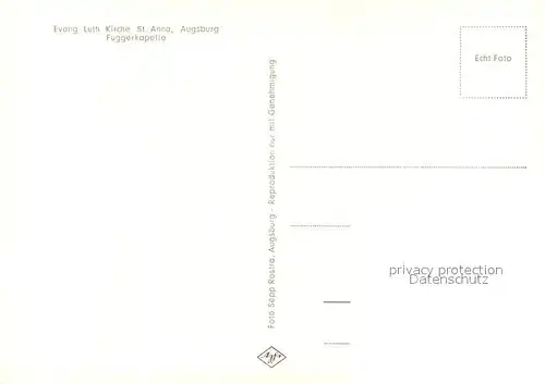 AK / Ansichtskarte Augsburg Ev luth Kirche St Anna Fuggerkapelle Augsburg