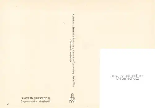AK / Ansichtskarte Simmern_Hunsrueck 
Stephanskirche Mittelschiff Simmern Hunsrueck