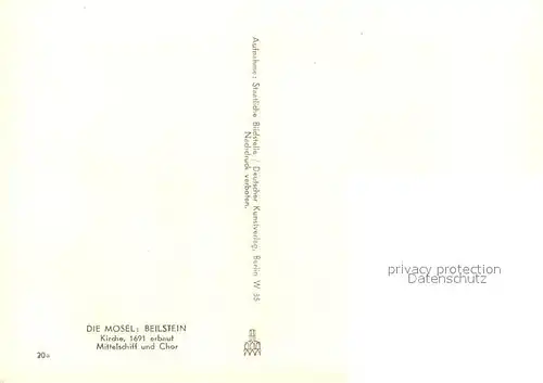 AK / Ansichtskarte Beilstein_Mosel Kirche Mittelschiff und Chor Beilstein_Mosel