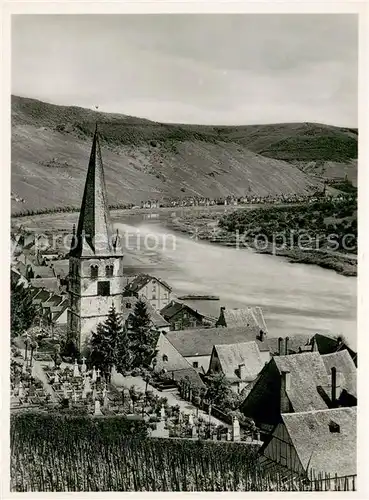 AK / Ansichtskarte Merl_Mosel Kirche mit Blick nach Zell Merl_Mosel