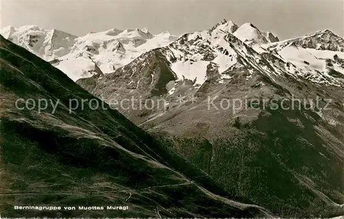 AK / Ansichtskarte Muottas_Muragl mit Berninagruppe Muottas Muragl