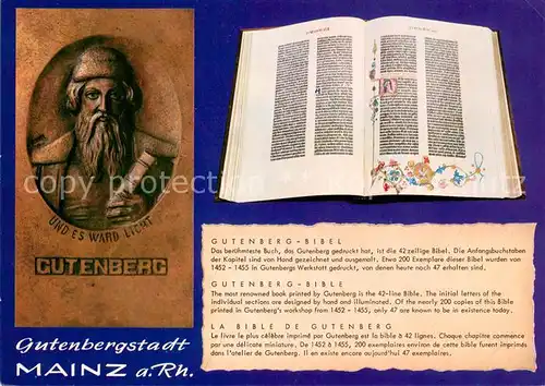 AK / Ansichtskarte Chronik AK Gutenberg Bibel Mainz am Rhein  