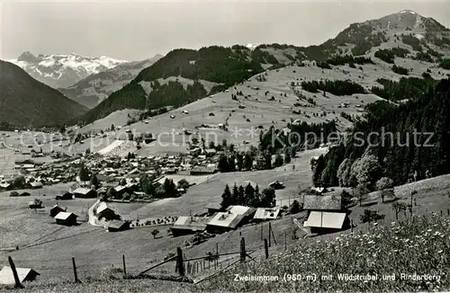 AK / Ansichtskarte Zweisimmen mit Wildstrubel und Rinderberg Zweisimmen