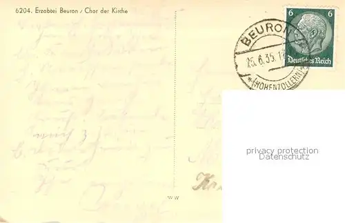 AK / Ansichtskarte Beuron_Donautal Erzabtei Chor der Kirche Beuron Donautal