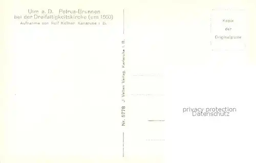 AK / Ansichtskarte Ulm_Donau Petrus Brunnen Dreifaltigkeitskirche Ulm_Donau