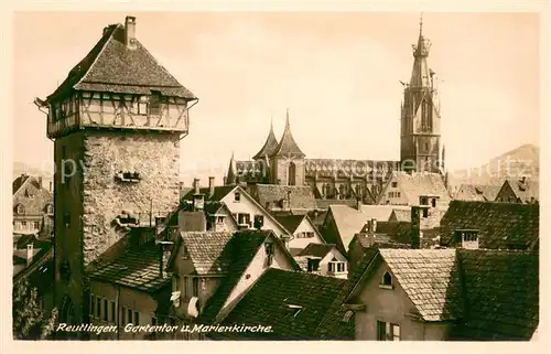 AK / Ansichtskarte Reutlingen_BW Gartentor und Marienkirche 