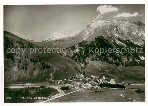 AK / Ansichtskarte Spluegen_GR mit Kalkberg Spluegen_GR