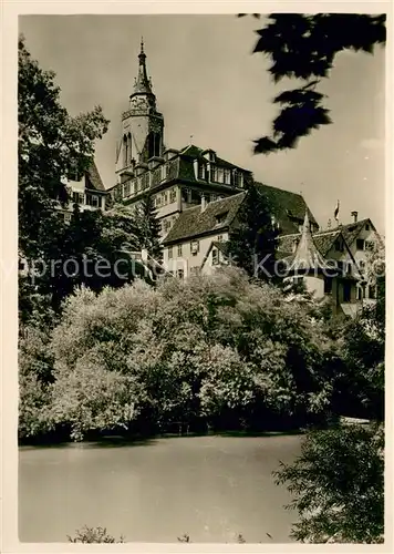 AK / Ansichtskarte Tuebingen_Neckar Hoelderlinturm mit alter Aula und Turm der Stiftskirche 