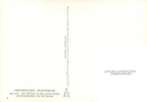 AK / Ansichtskarte Freudenstadt Stadtkirche Der Winkel in dem beide Schiffe zusammenstossen mit der Kanzel Freudenstadt