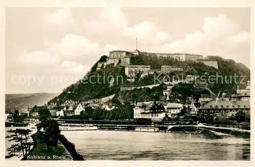 AK / Ansichtskarte Koblenz_Rhein Blick ueber den Rhein zur Festung Ehrenbreitstein Koblenz_Rhein