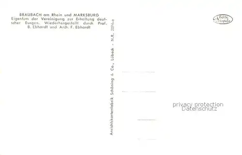 AK / Ansichtskarte Braubach_Rhein Panorama mit Blick zur Marksburg Braubach Rhein