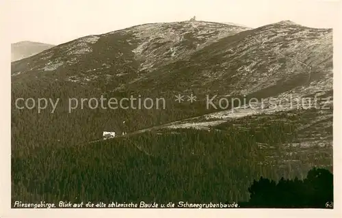 AK / Ansichtskarte Schreiberhau_Niederschlesien Panorama Blick auf schlesische Baude und Schneegrubenbaude Riesengebirge Schreiberhau