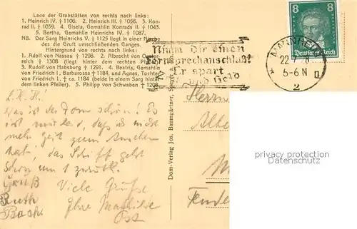 AK / Ansichtskarte Speyer_Rhein Kaisergraeber im Dom Speyer Rhein