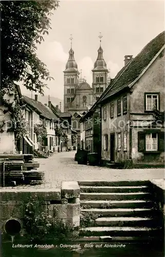 AK / Ansichtskarte Amorbach_Miltenberg Altstadt Blick auf Abteikirche Luftkurort im Odenwald 