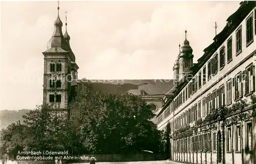 AK / Ansichtskarte Amorbach_Miltenberg Conventgebaeude mit Abteikirche Luftkurort im Odenwald 